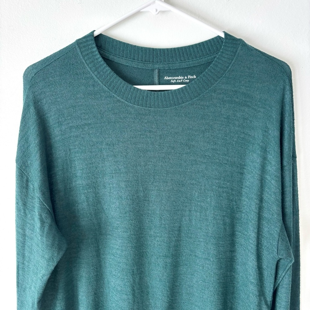 Abercrombie & Fitch Forest Green Soft A&F Cozy Knit Pullover Slouchy Oversized - Picture 2 of 8